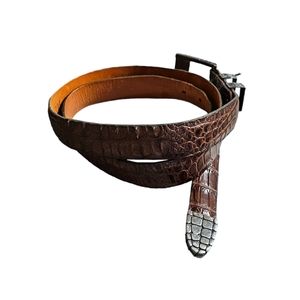 Rewards Hornback Alligator Leather Belt with Sterling Buckle Set Size 42